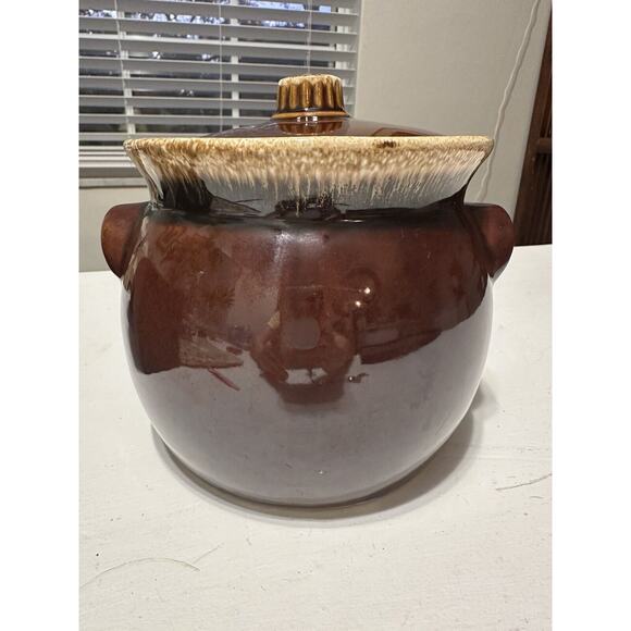 HULL Vintage Oven Proof Brown Drip Glaze Individual Bean Crock Pot Made in USA - Picture 3 of 11